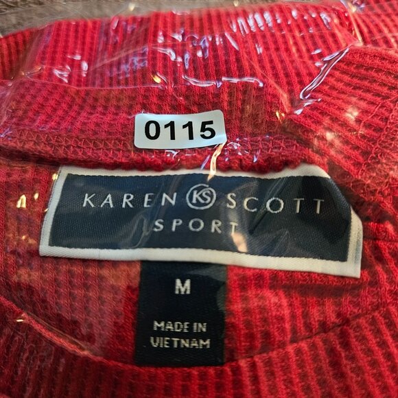 Karen Scott Sport Womens Red Waffle Knit Long Sleeve Pullover Size M Soft & Brea - Picture 15 of 15